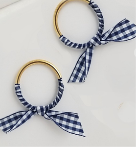 Gingham and Gold Hoops