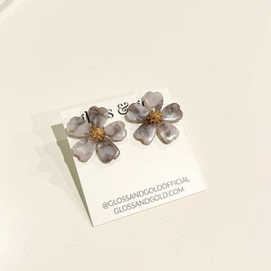 Small Acrylic and Gold Flower Studs