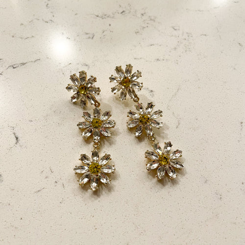 Rhinestone Daisy Drop Earrings