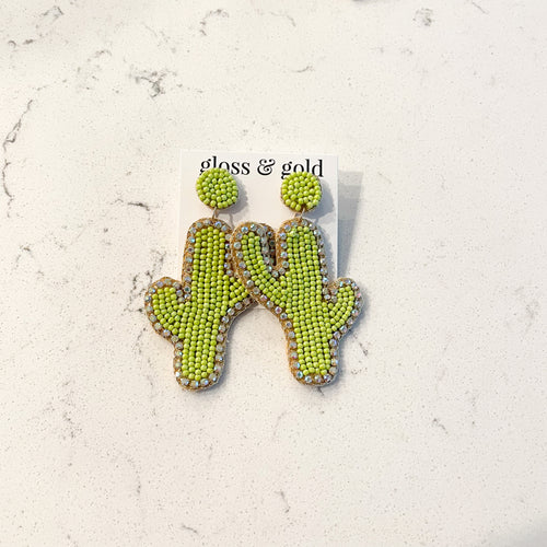 Lime Green Cactus Earrings